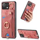 For Xiaomi Mi 11 Lite Retro Skin-feel Ring Card Bag Phone Case with Hang Loop(Pink) - 1