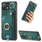 For Xiaomi Mi 11 Lite Retro Skin-feel Ring Card Bag Phone Case with Hang Loop(Green) - 1