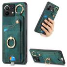 For Xiaomi Mi 11 Retro Skin-feel Ring Card Bag Phone Case with Hang Loop(Green) - 1
