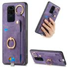 For Redmi Note 9 4G Retro Skin-feel Ring Card Bag Phone Case with Hang Loop(Purple) - 1