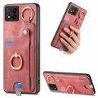 For Redmi 9C Retro Skin-feel Ring Card Bag Phone Case with Hang Loop(Pink) - 1
