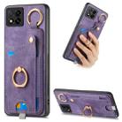 For Redmi 9C Retro Skin-feel Ring Card Bag Phone Case with Hang Loop(Purple) - 1