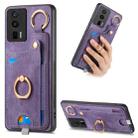 For Redmi K60 / 60 Pro Retro Skin-feel Ring Card Bag Phone Case with Hang Loop(Purple) - 1
