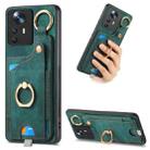 For Xiaomi 12T / Redmi K50 Ultra Retro Skin-feel Ring Card Bag Phone Case with Hang Loop(Green) - 1