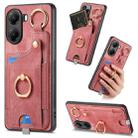 For Redmi Turbo 4 Retro Skin-feel Ring Card Bag Phone Case with Hang Loop(Pink) - 1