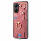 For Xiaomi Poco X7 Pro Retro Skin-feel Ring Card Bag Phone Case with Hang Loop(Pink) - 2