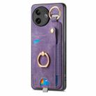 For Redmi K80 / Poco F7 Pro Retro Skin-feel Ring Card Bag Phone Case with Hang Loop(Purple) - 2