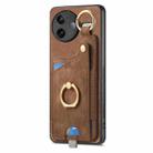 For Redmi K80 / Poco F7 Pro Retro Skin-feel Ring Card Bag Phone Case with Hang Loop(Brown) - 2