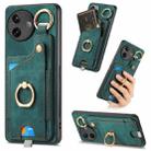 For Redmi K80 / Poco F7 Pro Retro Skin-feel Ring Card Bag Phone Case with Hang Loop(Green) - 1