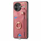 For Redmi K80 Pro / Poco F7 Ultra Retro Skin-feel Ring Card Bag Phone Case with Hang Loop(Pink) - 2