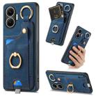 For Redmi Turbo 4 Pro Retro Skin-feel Ring Card Bag Phone Case with Hang Loop(Blue) - 1