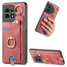 For OnePlus 11 Retro Skin-feel Ring Card Bag Phone Case with Hang Loop(Pink) - 1