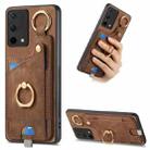 For OnePlus Nord CE 5G Retro Skin-feel Ring Card Bag Phone Case with Hang Loop(Brown) - 1