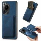 For Huawei Pura 70 Retro Leather Card Bag Magnetic Phone Case(Blue) - 1