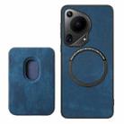 For Huawei Pura 70 Retro Leather Card Bag Magnetic Phone Case(Blue) - 3