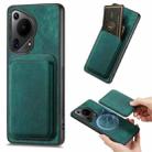 For Huawei Pura 70 Retro Leather Card Bag Magnetic Phone Case(Green) - 1