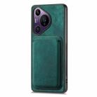 For Huawei Pura 70 Pro Retro Leather Card Bag Magnetic Phone Case(Green) - 2