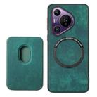 For Huawei Pura 70 Pro Retro Leather Card Bag Magnetic Phone Case(Green) - 3