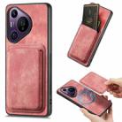 For Huawei Pura 70 Pro Retro Leather Card Bag Magnetic Phone Case(Pink) - 1