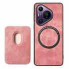 For Huawei Pura 70 Pro Retro Leather Card Bag Magnetic Phone Case(Pink) - 3
