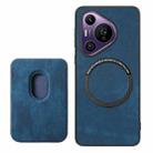 For Huawei Pura 70 Pro+ Retro Leather Card Bag Magnetic Phone Case(Blue) - 3