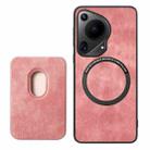 For Huawei Pura 70 Ultra Retro Leather Card Bag Magnetic Phone Case(Pink) - 3
