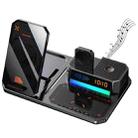 T50 5-in-1 Magnetic Wireless Charger Phone Watch Earphone Charging Stand with Clock & Speaker(Black) - 1