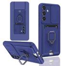 For Samsung Galaxy S24 5G Sliding Camshield Magnetic Card Holder Silicone Phone Case(Navy Blue) - 1