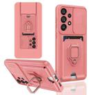 For Samsung Galaxy A23 4G / 5G Sliding Camshield Magnetic Card Holder Silicone Phone Case(Pink) - 1
