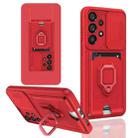 For Samsung Galaxy A23 4G / 5G Sliding Camshield Magnetic Card Holder Silicone Phone Case(Red) - 1