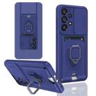 For Samsung Galaxy A13 4G Sliding Camshield Magnetic Card Holder Silicone Phone Case(Navy Blue) - 1