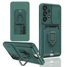 For Samsung Galaxy A52 4G / 5G Sliding Camshield Magnetic Card Holder Silicone Phone Case(Dark Night Green) - 1