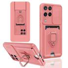 For Samsung Galaxy A12 4G Sliding Camshield Magnetic Card Holder Silicone Phone Case(Pink) - 1