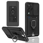 For Samsung Galaxy A12 4G Sliding Camshield Magnetic Card Holder Silicone Phone Case(Black) - 1