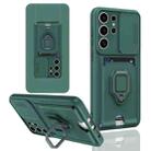 For Samsung Galaxy S25 Ultra 5G Sliding Camshield Magnetic Card Holder Silicone Phone Case(Dark Night Green) - 1