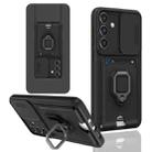 For Samsung Galaxy S24 FE 5G Sliding Camshield Magnetic Card Holder Silicone Phone Case(Black) - 1