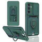 For Samsung Galaxy S24 FE 5G Sliding Camshield Magnetic Card Holder Silicone Phone Case(Dark Night Green) - 1