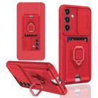 For Samsung Galaxy S24 FE 5G Sliding Camshield Magnetic Card Holder Silicone Phone Case(Red) - 1
