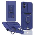 For Samsung Galaxy A06 Sliding Camshield Magnetic Card Holder Silicone Phone Case(Navy Blue) - 1