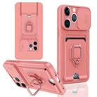 For iPhone 11 Pro Sliding Camshield Magnetic Card Holder Silicone Phone Case(Pink) - 1