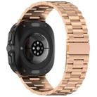 For Samsung Galaxy Watch 7 Ultra 47mm Three Beads Stainless Steel Metal Watch Band(Rose Gold) - 2