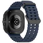 For Samsung Galaxy Watch Ultra 47mm Ocean Hole Dual Buckle Silicone Watch Band(Dark Blue) - 2