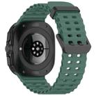 For Samsung Galaxy Watch 7 Ultra 47mm Ocean Hole Dual Buckle Silicone Watch Band(Dark Green) - 2