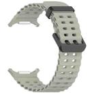 For Samsung Galaxy Watch Ultra 47mm Ocean Hole Dual Buckle Silicone Watch Band(Gray Green) - 3