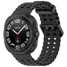 For Samsung Galaxy Watch 7 Ultra 47mm Ocean Hole Dual Buckle Silicone Watch Band(Black) - 1