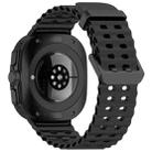 For Samsung Galaxy Watch 7 Ultra 47mm Ocean Hole Dual Buckle Silicone Watch Band(Black) - 2