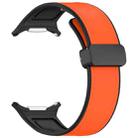 For Samsung Galaxy Watch 7 Ultra 47mm Magnetic Folding Buckle Silicone Leather Watch Band(Orange) - 3