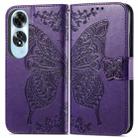 For OPPO A60 Butterfly Love Flower Embossed Leather Phone Case(Purple) - 2