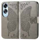 For OPPO A60 Butterfly Love Flower Embossed Leather Phone Case(Gray) - 2