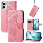 For OPPO Reno13 Pro Butterfly Love Flower Embossed Leather Phone Case(Pink) - 1